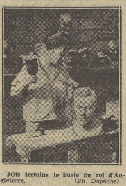 Job sculpte le buste du roi George VI, roi d'angleterre